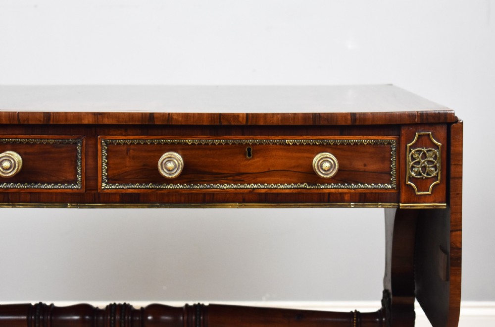 Regency Rosewood and Brass Inlaid Sofa Table View V