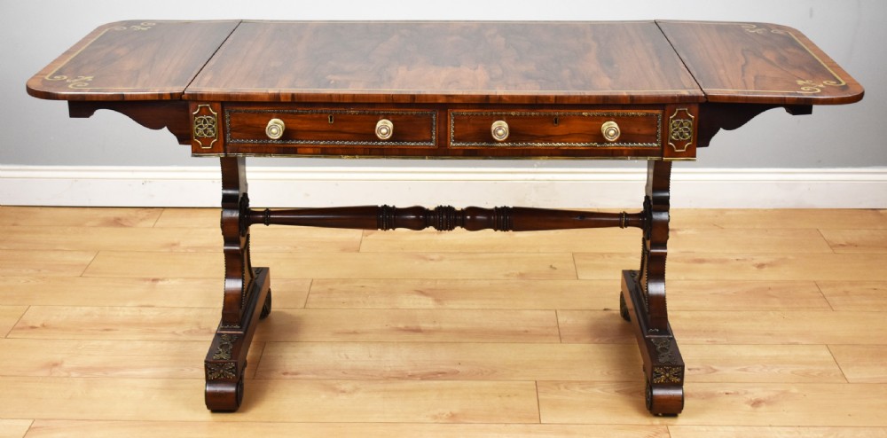 Regency Rosewood and Brass Inlaid Sofa Table View VI