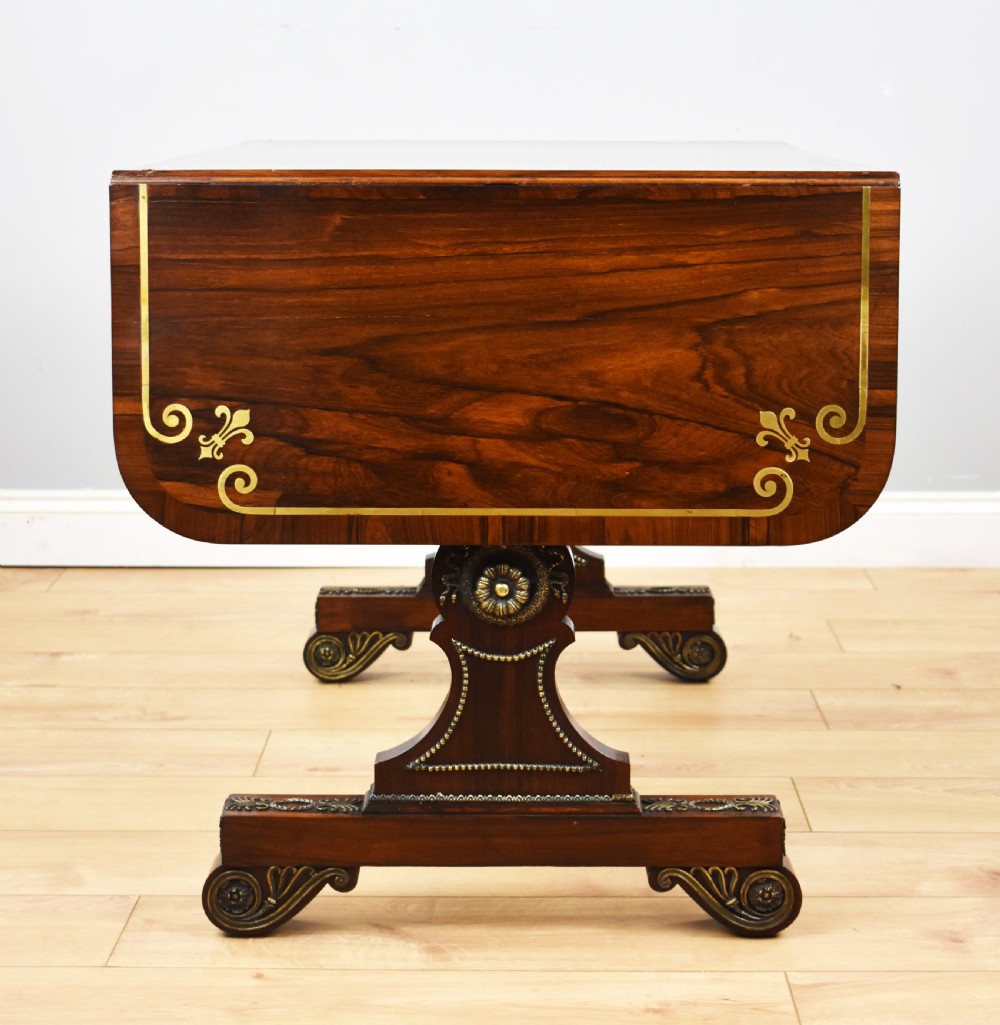 Regency Rosewood and Brass Inlaid Sofa Table View VII