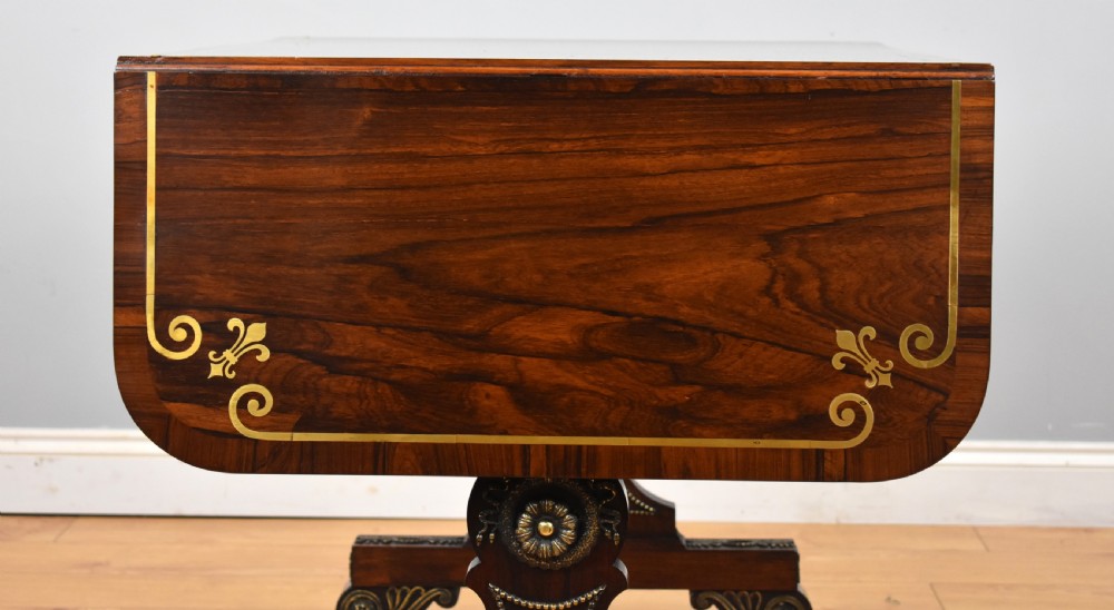 Regency Rosewood and Brass Inlaid Sofa Table View VIII