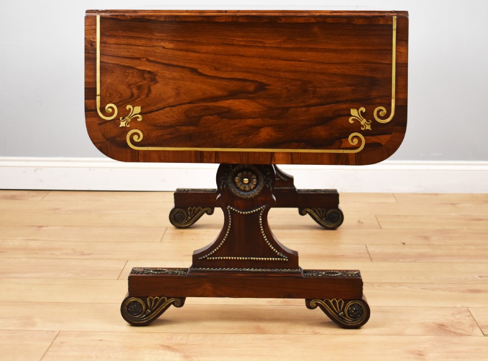 Regency Rosewood and Brass Inlaid Sofa Table View IX