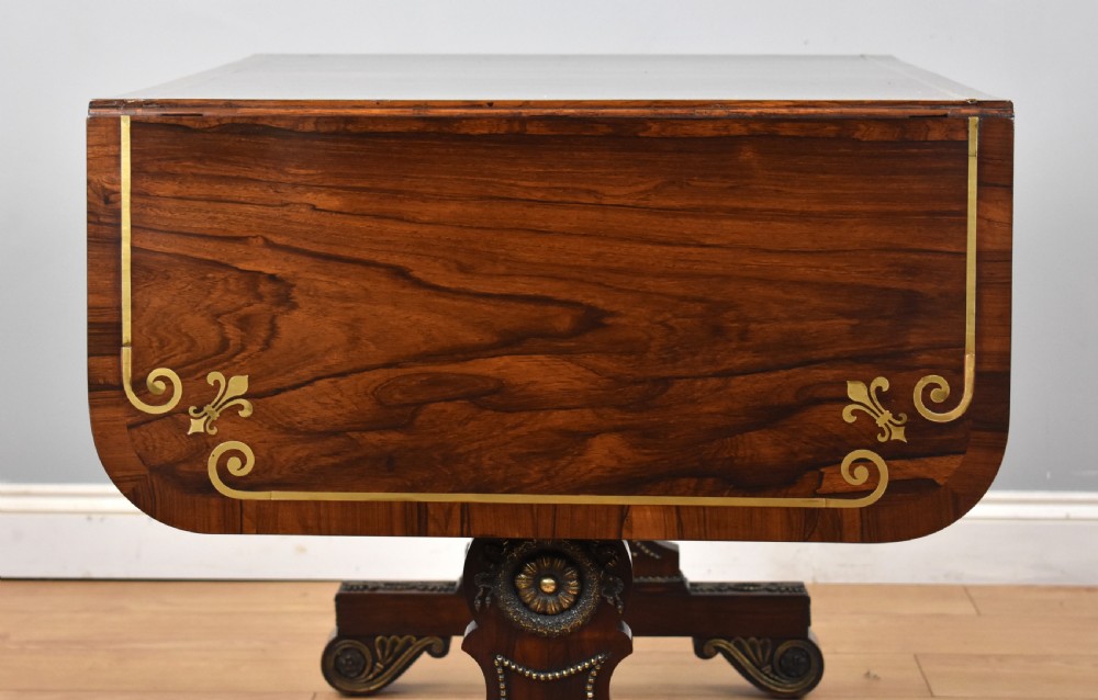 Regency Rosewood and Brass Inlaid Sofa Table View X