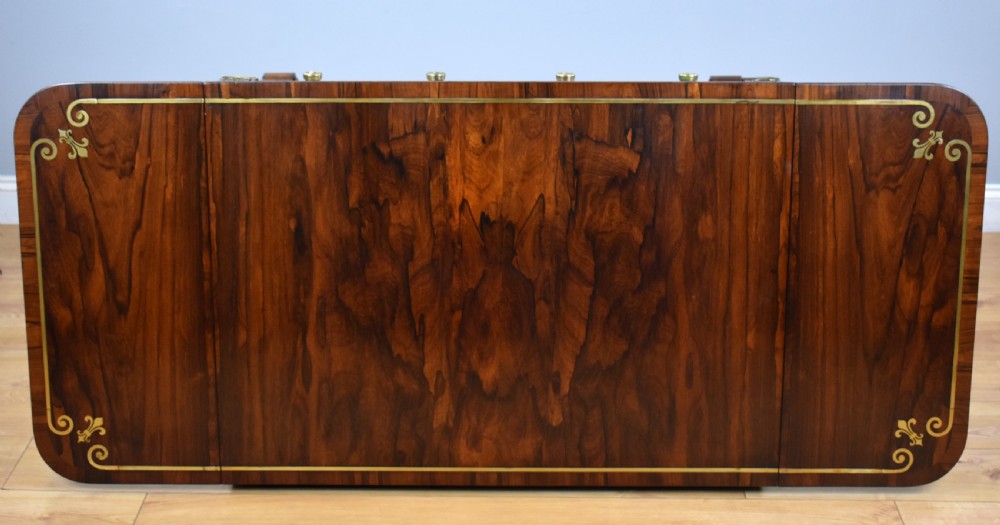 Regency Rosewood and Brass Inlaid Sofa Table View XI