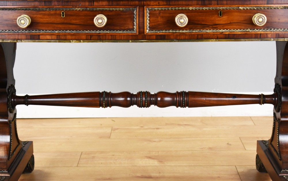 Regency Rosewood and Brass Inlaid Sofa Table View XIV