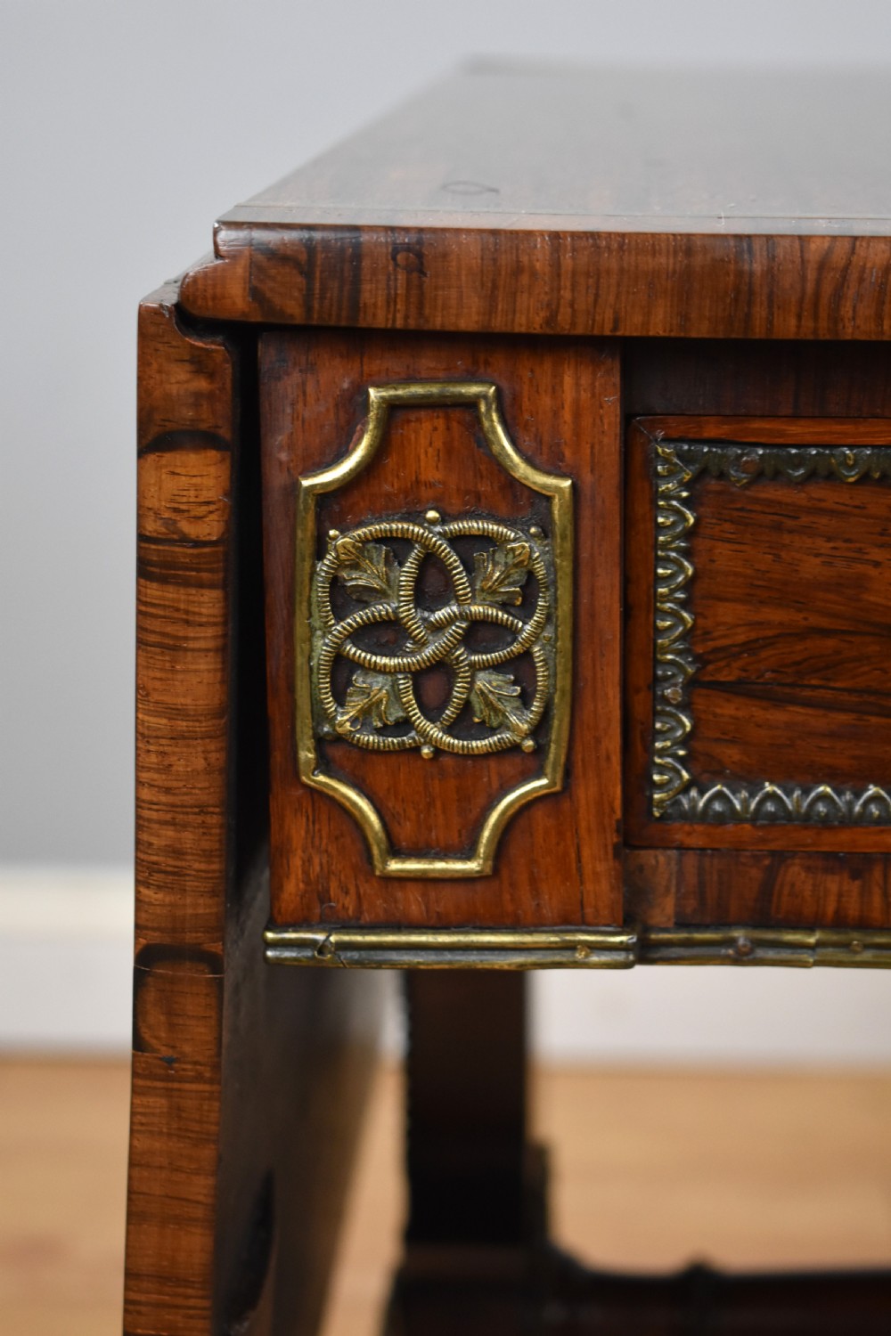 Regency Rosewood and Brass Inlaid Sofa Table View XVIII