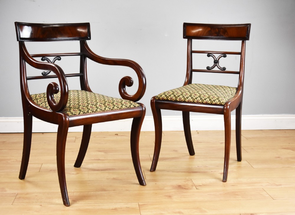 Set of 8 Regency Style Mahogany Dining Chairs