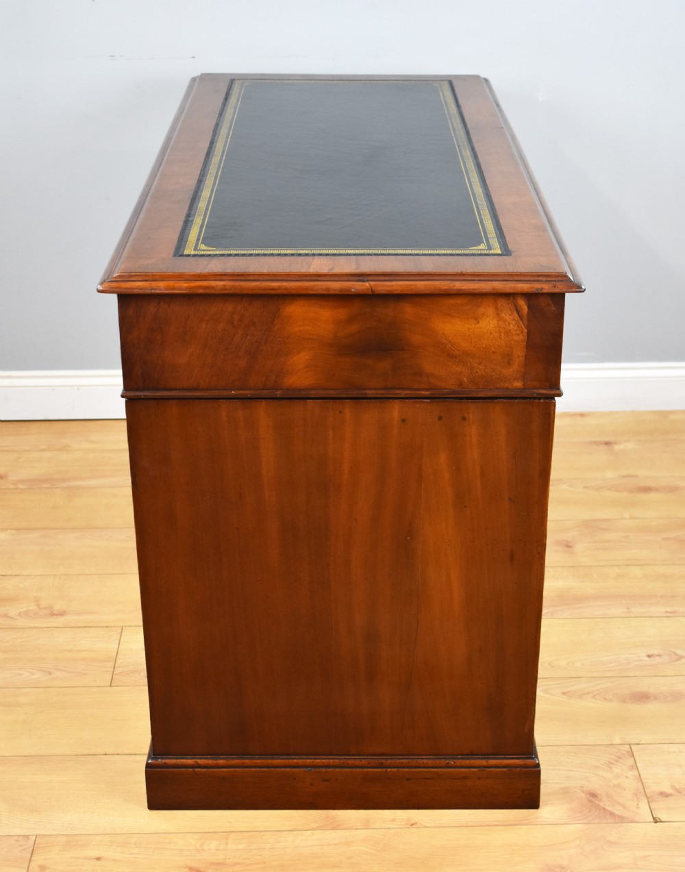 Antique Mahogany Campaign Style Pedestal Desk View VIII