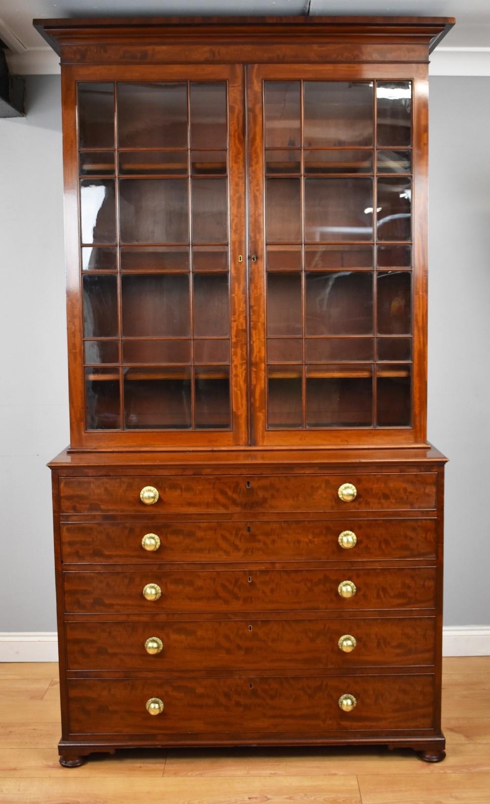 George III Mahogany Secretaire Bookcase