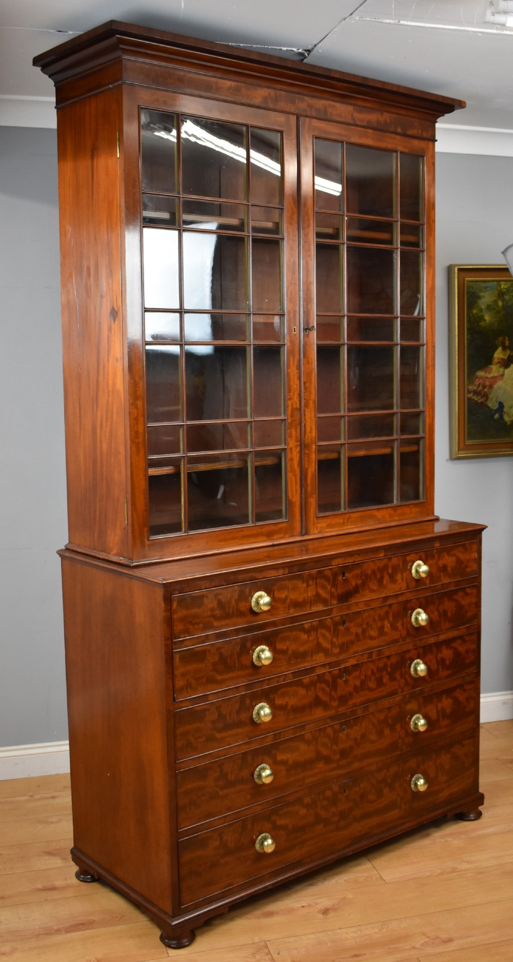 George III Mahogany Secretaire Bookcase View II