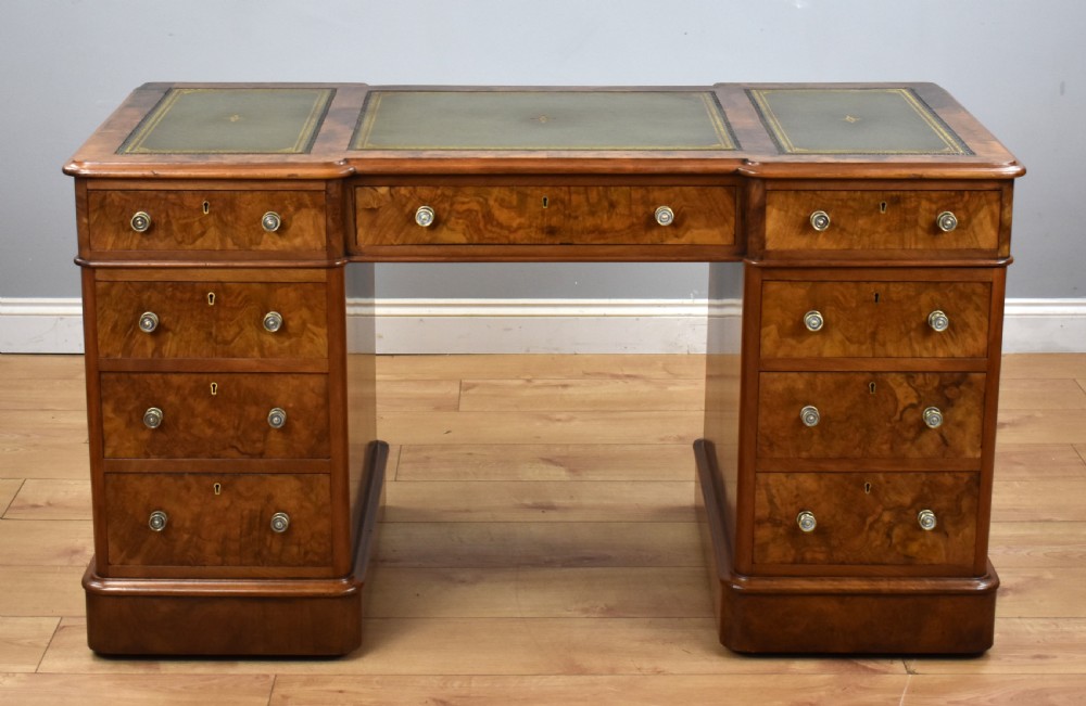 Victorian Burr Walnut Pedestal Desk View II