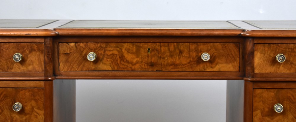 Victorian Burr Walnut Pedestal Desk View V