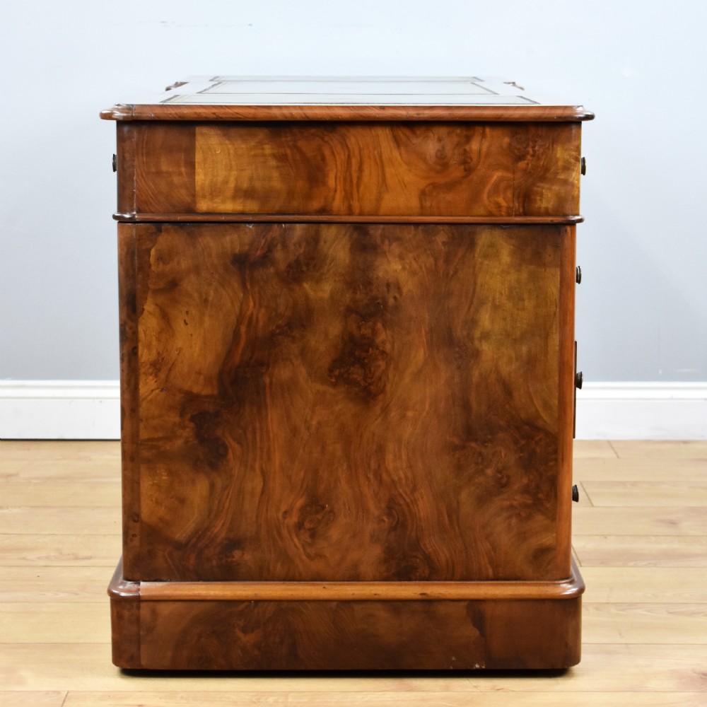 Victorian Burr Walnut Pedestal Desk View VII