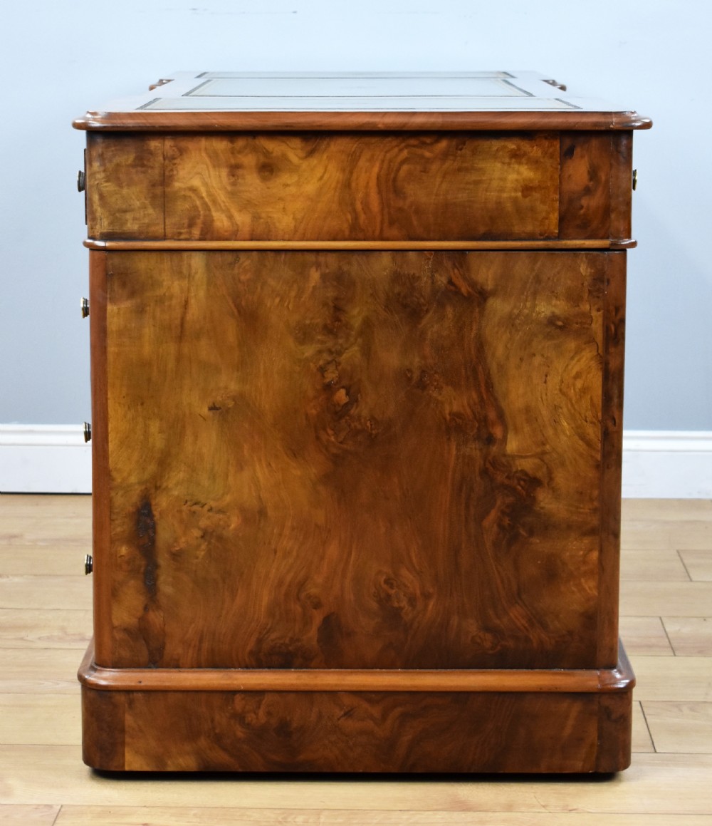 Victorian Burr Walnut Pedestal Desk View IX