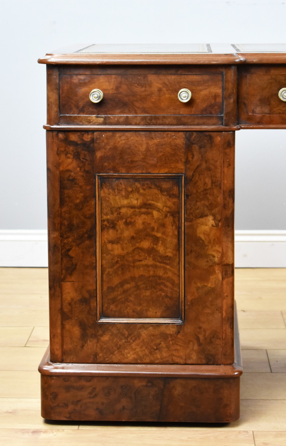 Victorian Burr Walnut Pedestal Desk View XI