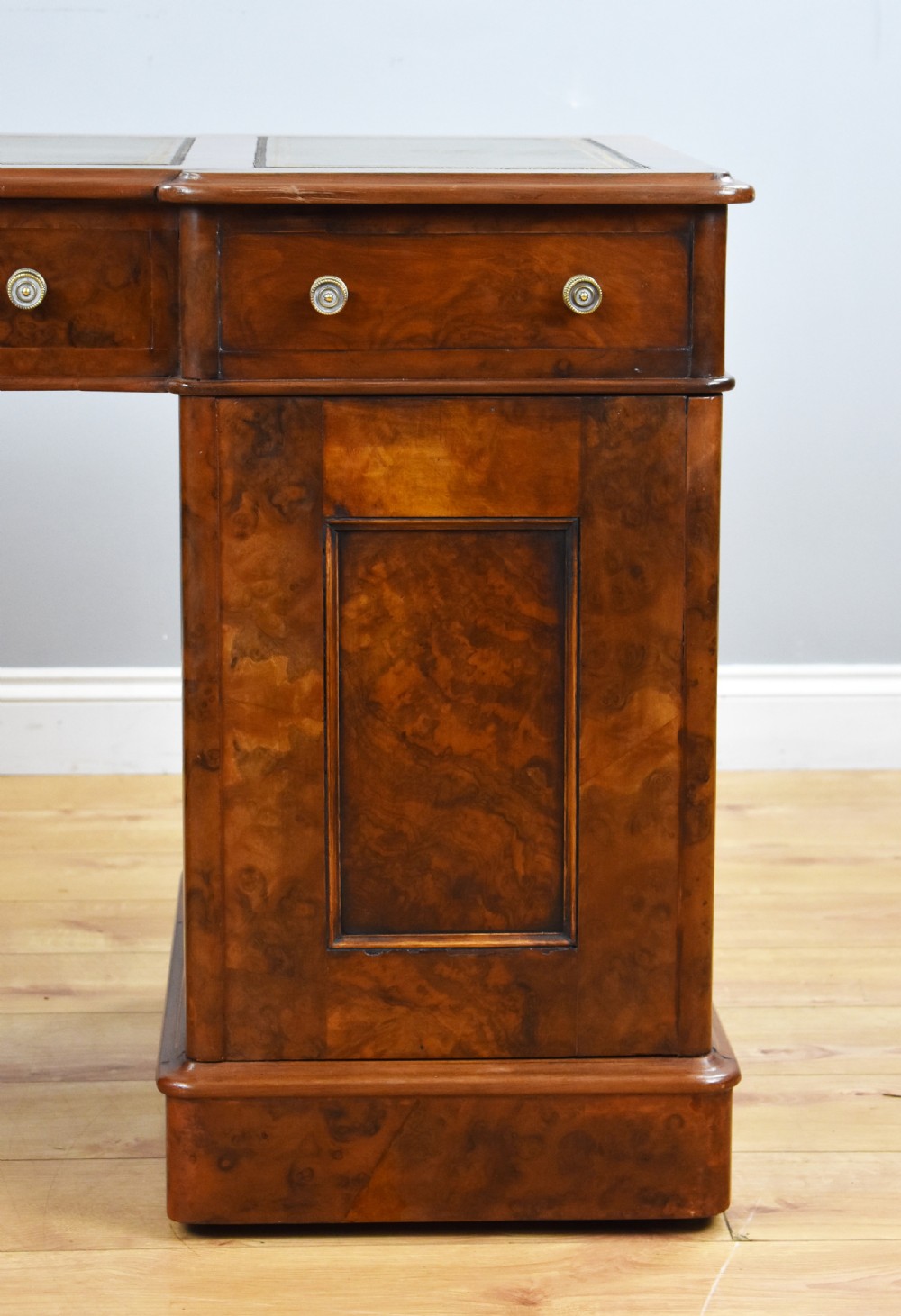 Victorian Burr Walnut Pedestal Desk View XIII