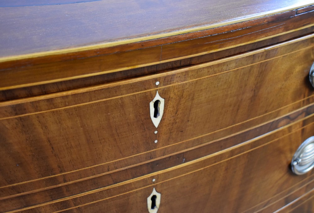 George III Mahogany Inlaid Bow Front Chest View VII