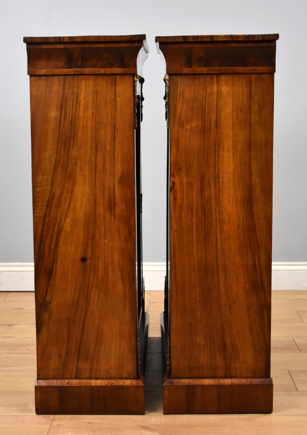 Pair of Victorian Walnut Inlaid Pier Cabinets View V