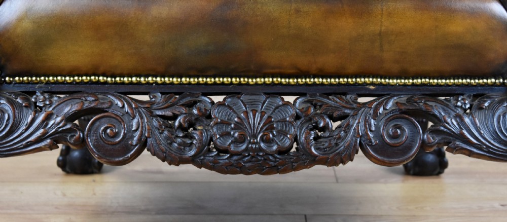 Pair of Victorian Hand Dyed Leather Wing Back Armchairs View IX