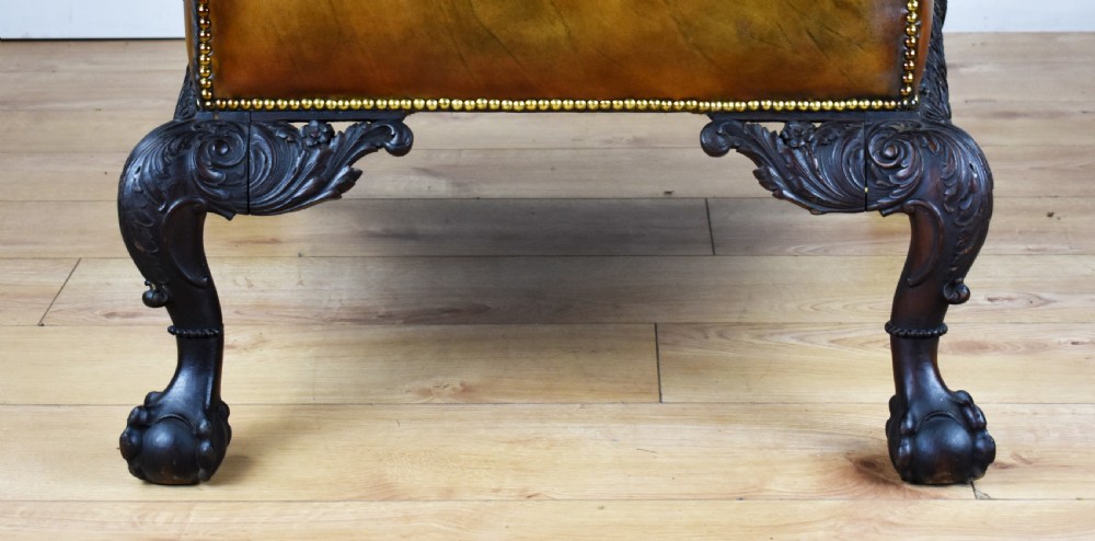 Pair of Victorian Hand Dyed Leather Wing Back Armchairs View XIII