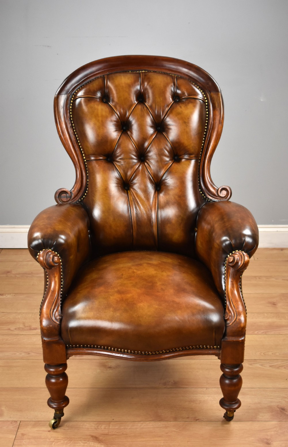 Victorian Mahogany Hand Dyed Leather Armchair View II