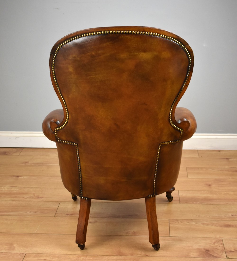 Victorian Mahogany Hand Dyed Leather Armchair View IV