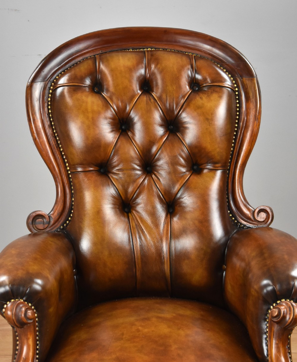 Victorian Mahogany Hand Dyed Leather Armchair View VI