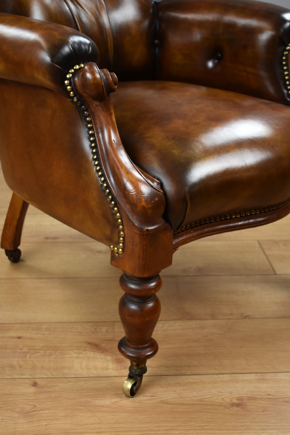 Victorian Mahogany Hand Dyed Leather Armchair View VIII