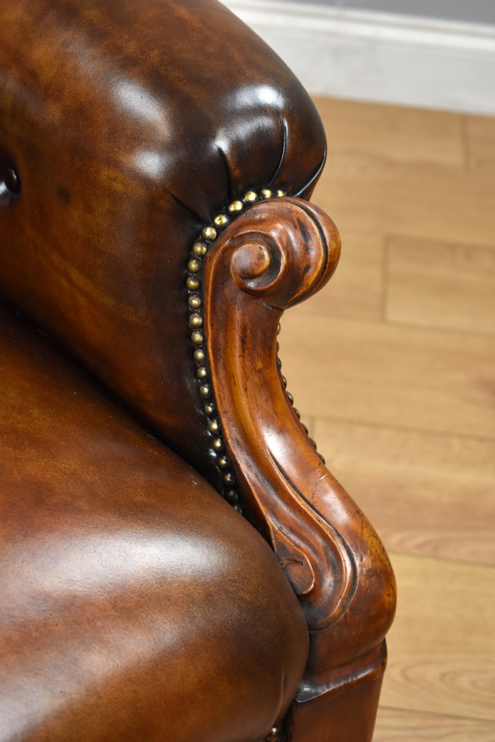 Victorian Mahogany Hand Dyed Leather Armchair View IX