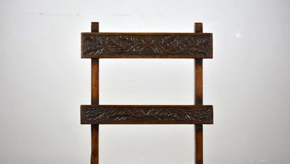 19th Century Oak Metamorphic chair and Matching Oak Chair View IX