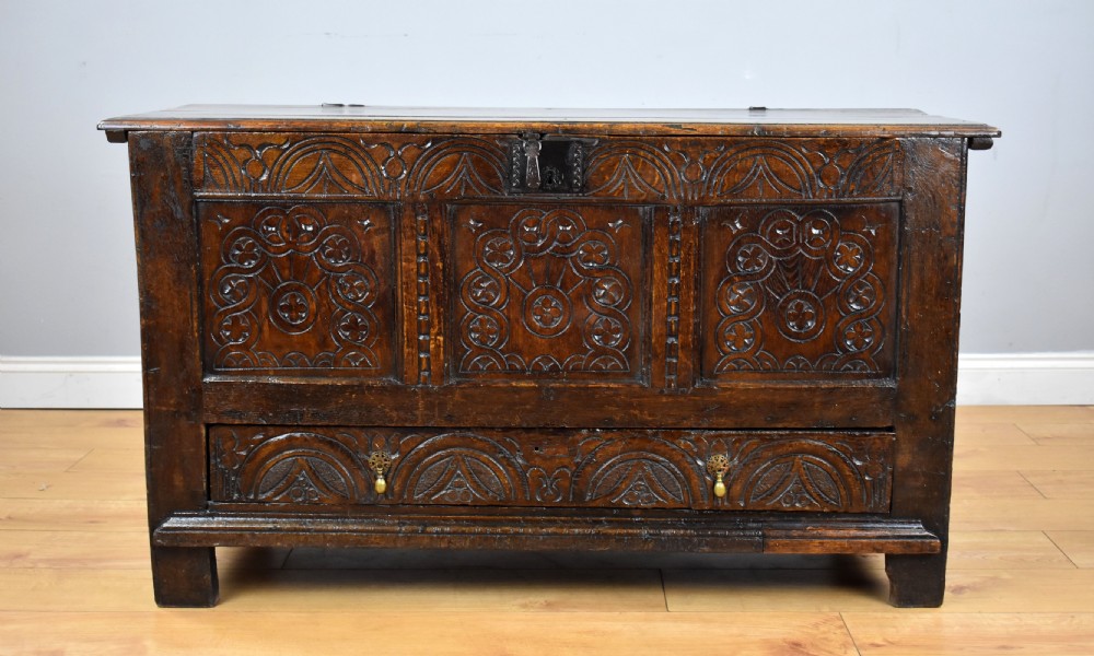 17th Century Carved Oak Coffer