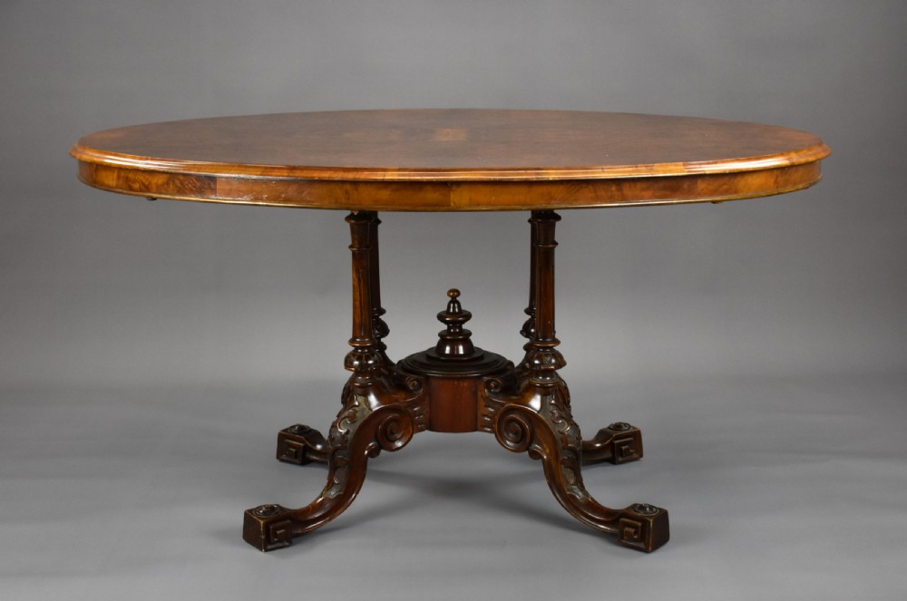 Victorian Burr Walnut Oval Loo Table View III