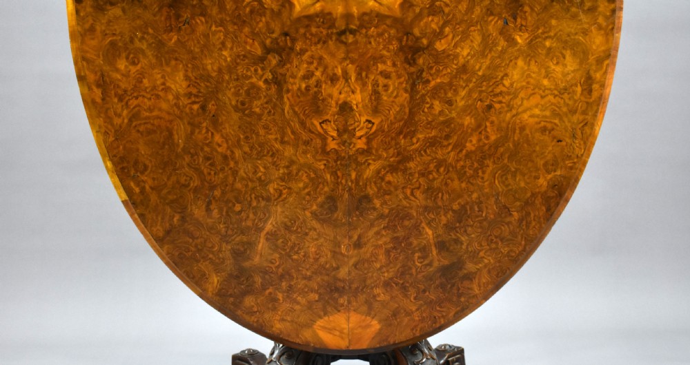 Victorian Burr Walnut Oval Loo Table View VII