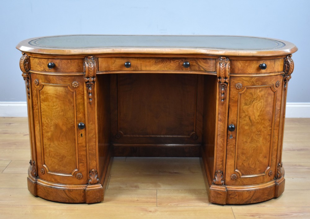 Victorian Burr Walnut Kidney Shaped Desk View II