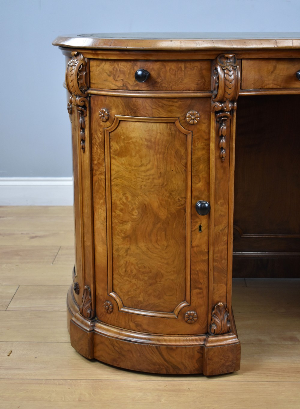 Victorian Burr Walnut Kidney Shaped Desk View III