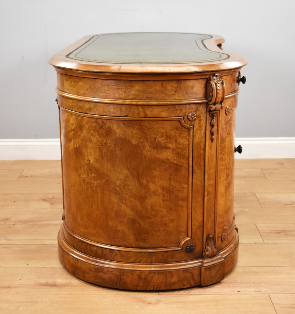 Victorian Burr Walnut Kidney Shaped Desk View VI
