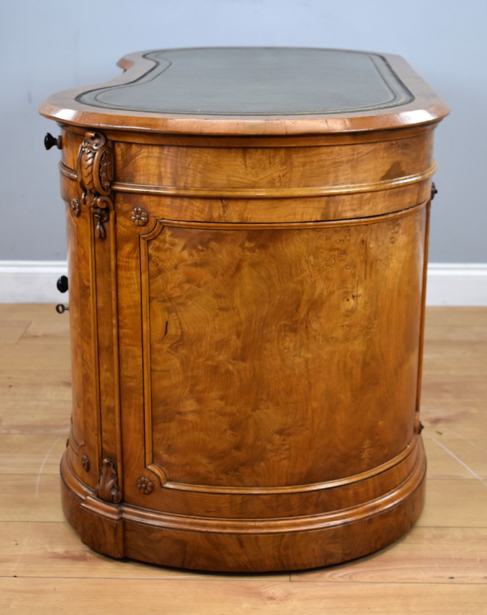 Victorian Burr Walnut Kidney Shaped Desk View VIII
