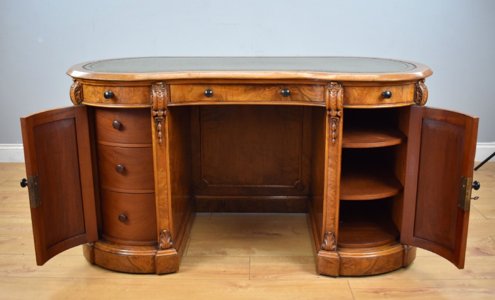 Victorian Burr Walnut Kidney Shaped Desk View IX