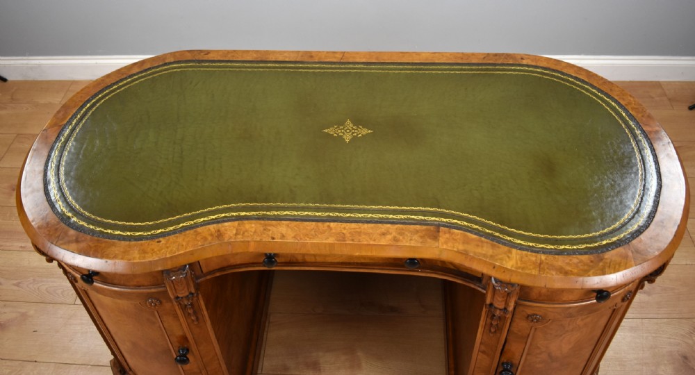 Victorian Burr Walnut Kidney Shaped Desk View XII