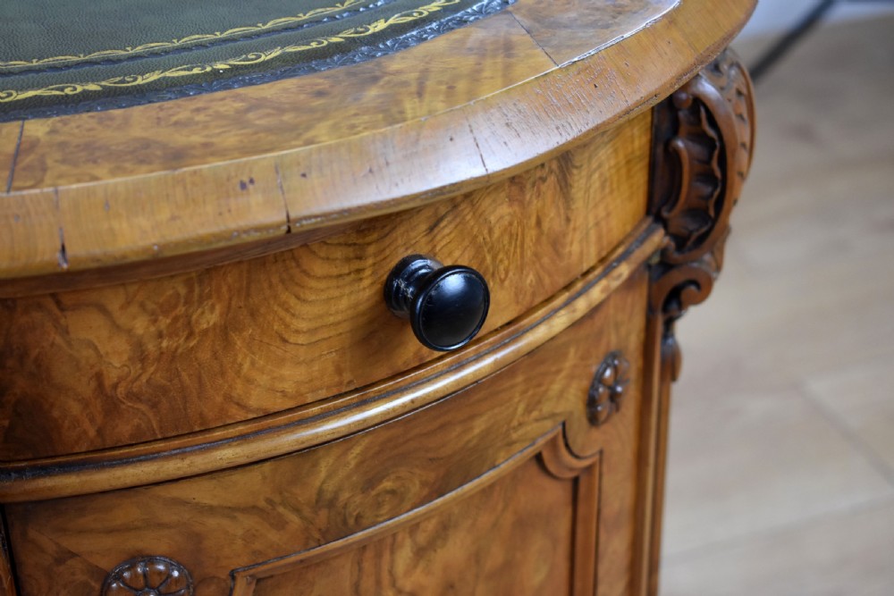 Victorian Burr Walnut Kidney Shaped Desk View XIII