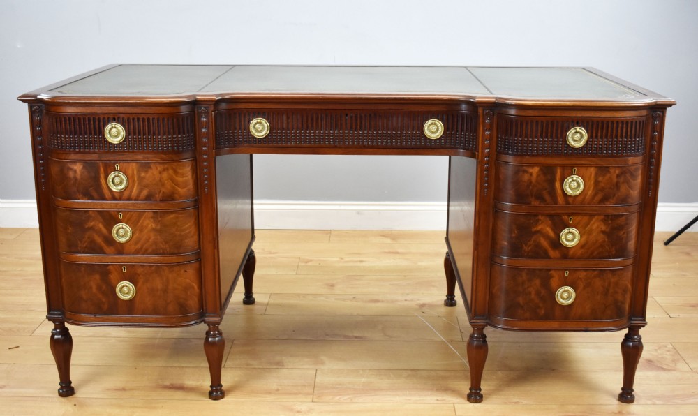Edwardian Flame Mahogany Writing Table by Waring & Gillows View II