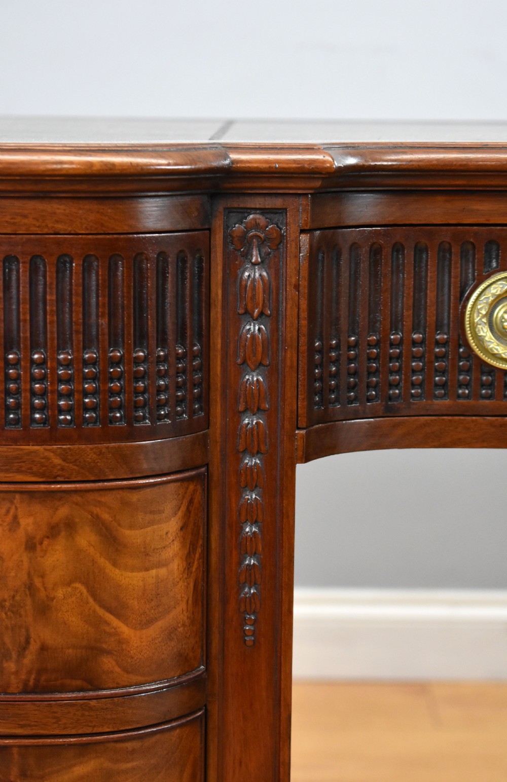 Edwardian Flame Mahogany Writing Table by Waring & Gillows View XI