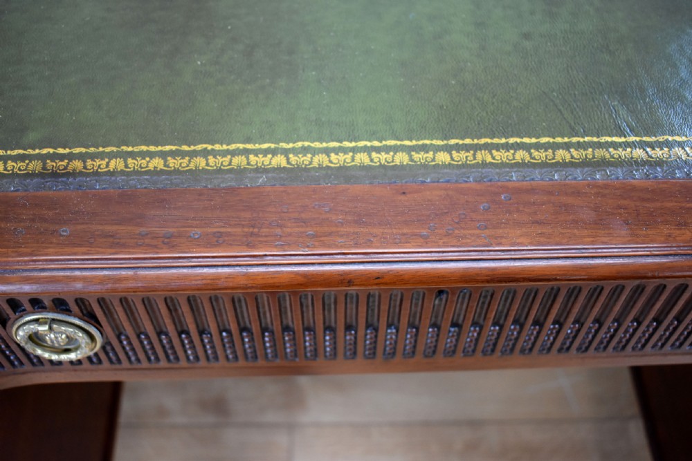 Edwardian Flame Mahogany Writing Table by Waring & Gillows View XVI