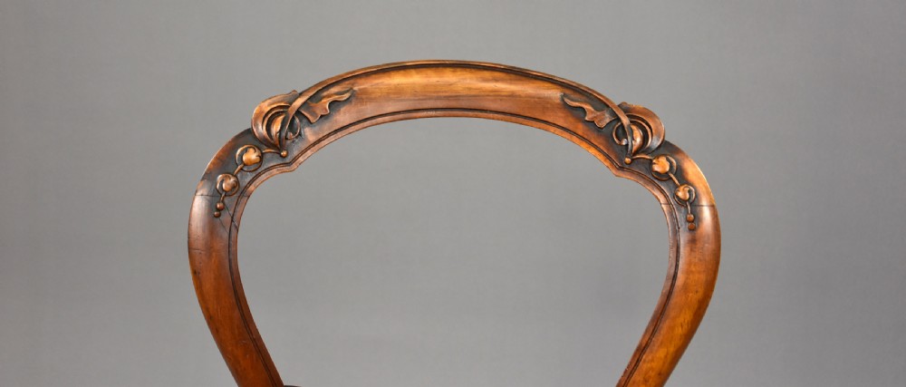Set Four Victorian Walnut Dining Chairs View V