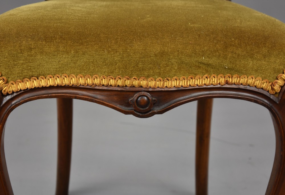 Set Four Victorian Walnut Dining Chairs View IX