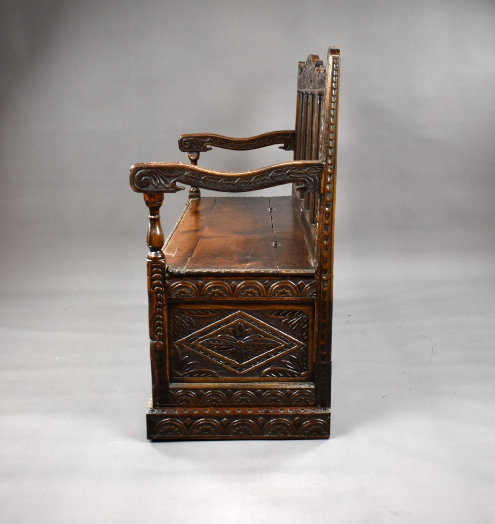 19th Century Carved Oak Bench View IV