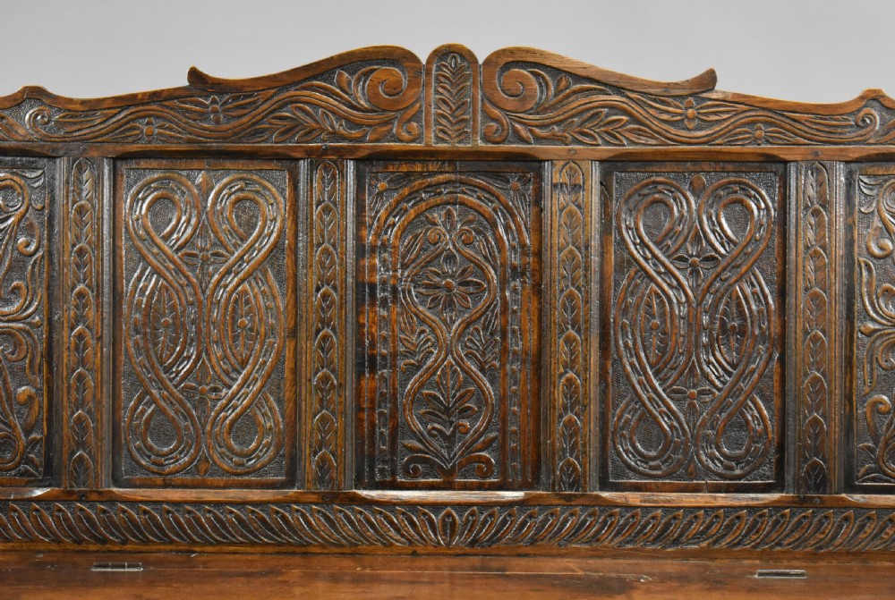 19th Century Carved Oak Bench View VIII