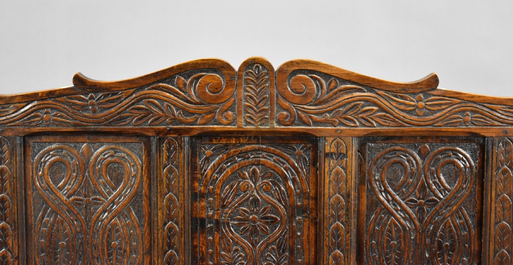 19th Century Carved Oak Bench View IX