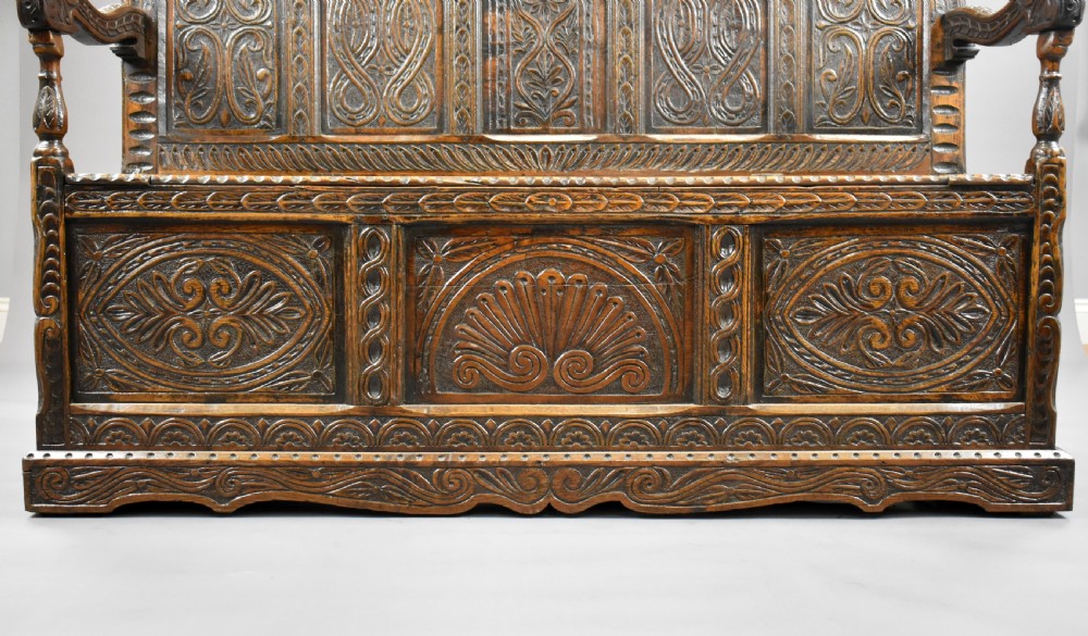 19th Century Carved Oak Bench View X