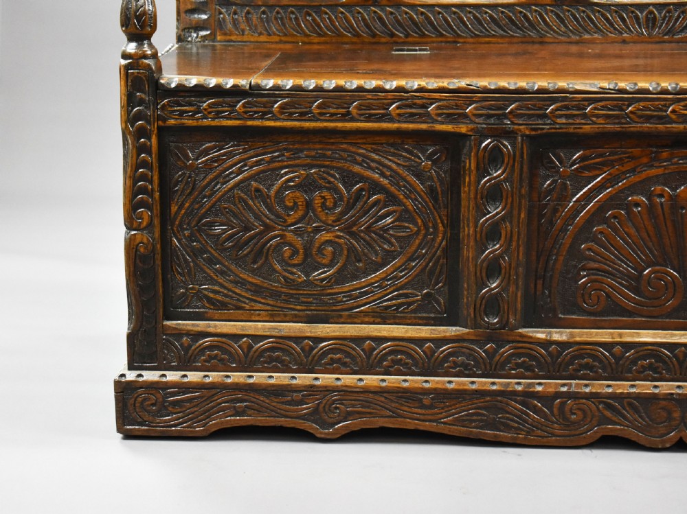 19th Century Carved Oak Bench View XI