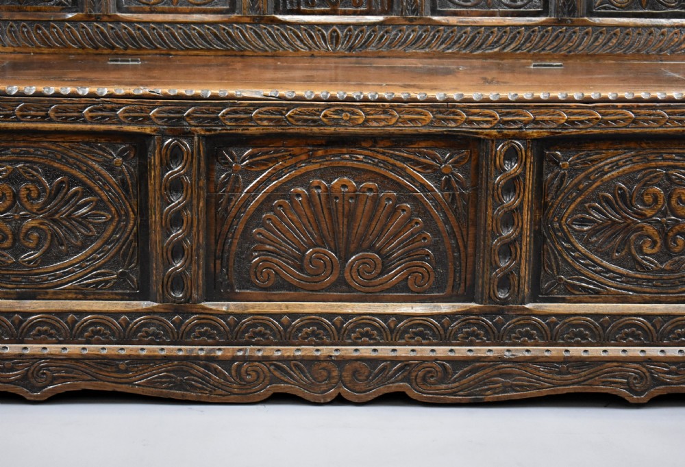 19th Century Carved Oak Bench View XII
